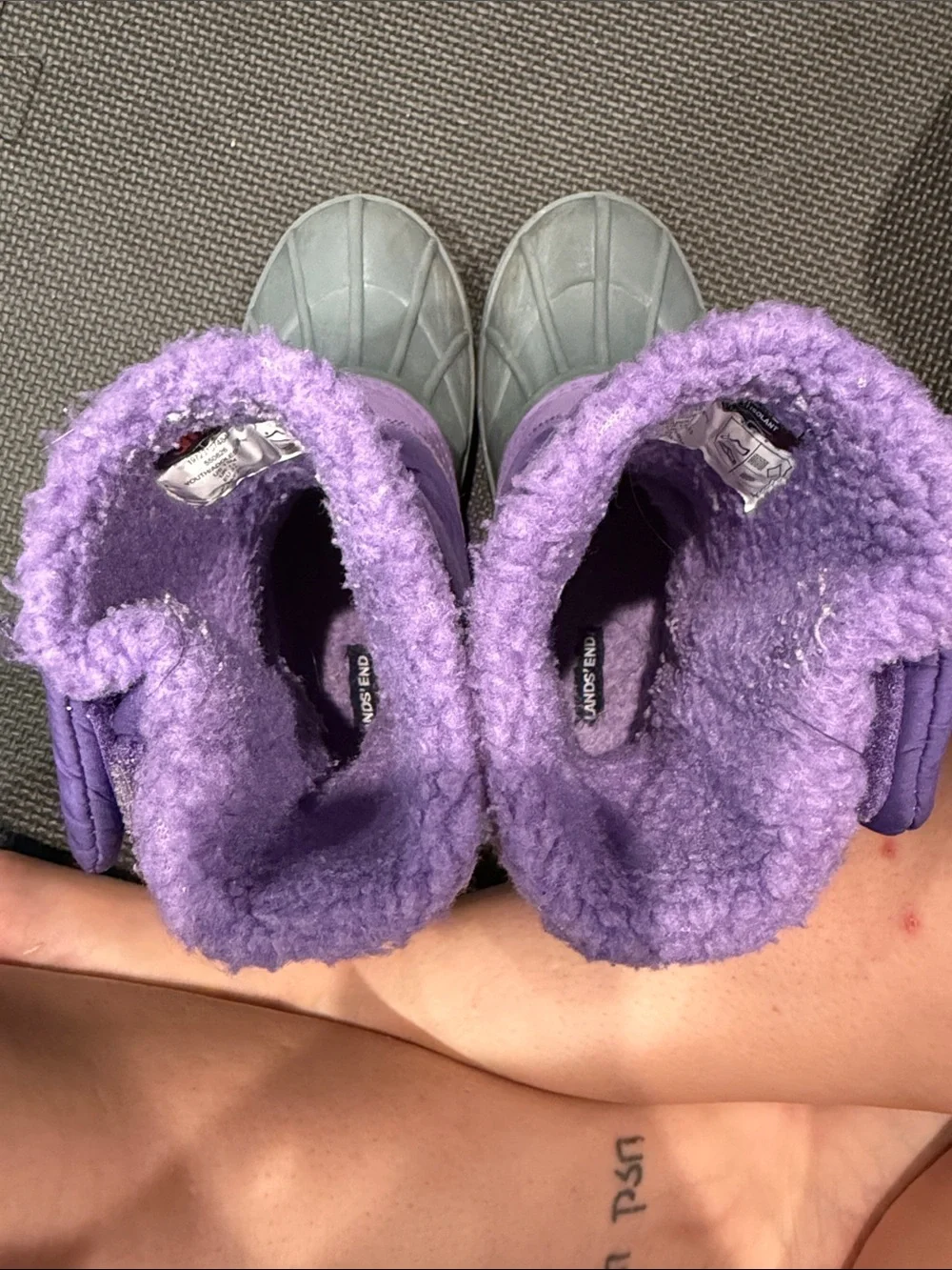Lands' End Purple and Light Gray Kids Winter Boots